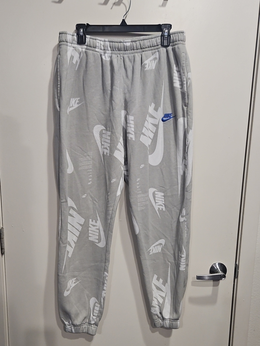 Nike Light Gray All-Over Logo Joggers XL